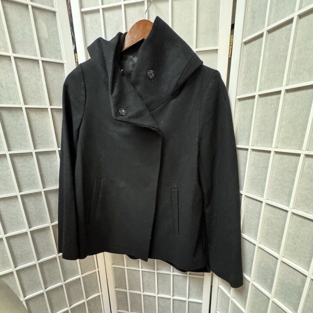 Zara Basic,Woman,Coat,Jacket,Black,Sz Xs,Buttons,Hood,Long Sleeve,Cross neck.! - Picture 9 of 12